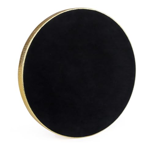 HofferRuffer Round Serving Tray 20'', Elegant Faux Leather Circle Ottoman Table Tray, Serve Tea Coffee Breakfast in Bedroom Living Room Kitchen (Gold, 20") - color: Gold, size: 20"