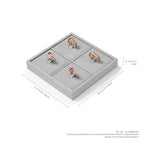 Microfiber 4 Slots Jewelry Ring Display Tray Rings Display Organizer Tray(Gray) - size: 5.51" x 5.51" x 0.78"