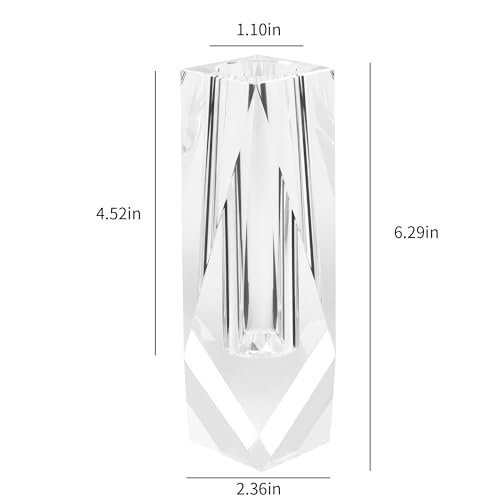 Kitcom Flower/Bud Crystal Vase Decorative Vases for Home, Wedding, Christmas, Outline Dimensions W2.4''xH6.3'', Clear with Gift Box - size: Medium