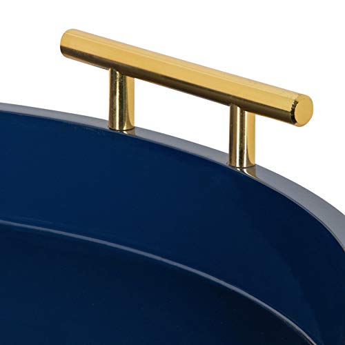 Kate and Laurel Lipton Modern Round Tray, 15.5" Diameter, Navy Blue and Gold, Decorative Accent Tray for Storage and Display - color: Navy Blue, size: 15.5"