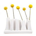 Chive - Pooley 2, Ceramic Flower Vase, 8-Tube Shape (White) - color: White