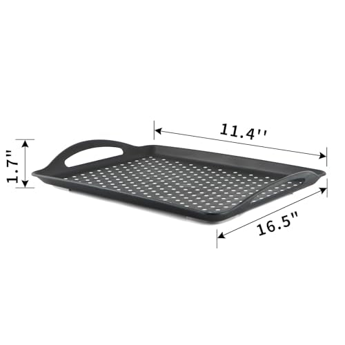 MDLUU Non-Slip Serving Tray with Handles, Food Serving Platter, Set of 2, Black - color: Black