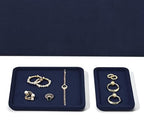 Microfiber Jewelry Trays Stackable Ring Earring Bracelet Necklace Bangle Watch Display Tray Drawer Organizer 3.93 * 3.93 * 0.59inch (Blue - color: Blue, size: 10*10cm Tray
