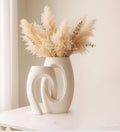 Modern Ceramic Vase Set of 2 – White Abstract Sculptural Vases for Home Décor, Table Centerpiece, Office & Living Room Decoration