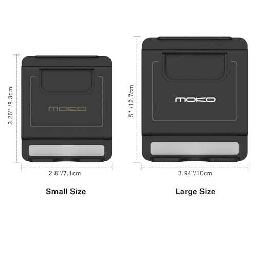 MoKo Phone/Tablet Stand, Foldable Tablet Holder Compatible with iPhone 17/17 Air/17 Pro/17 Pro Max, iPhone 16/Pro/Pro Max/Plus, iPhone 15/Pro/Pro Max/Plus, iPhone 14/Pro/Pro Max/Plus, Black - color: Black, size: Small Size