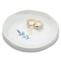 Personalized Ceramic Ring Dish, Initial Jewelry Tray for Rings, Earrings, Necklaces & Bracelets, Gift for Engagements, Birthdays, Holidays, Mom, Sister, Bridesmaid, Bride-to-Be, 4" Ring Plate - color: F