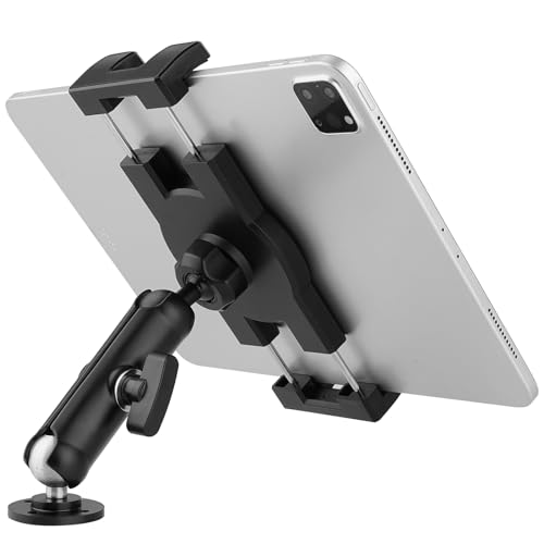 Aluminum Heavy Duty Drill Base Tablet Holder for Car,Tablet Mount for Truck,Commercial Vehicles,Dashboard,Boat and Wall Compatible with 4"-12.9" iPad Pro/Mini/Galaxy Tab//Phones,Large Case Friendly