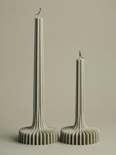 LAWA Set of 2 Vase Candle - Beautiful Handmade Pillar Unscented Soy Wax Elegant Aesthetic Housewarming Gift Home Room Shelf Decor Idea (Jade) - color: Jade