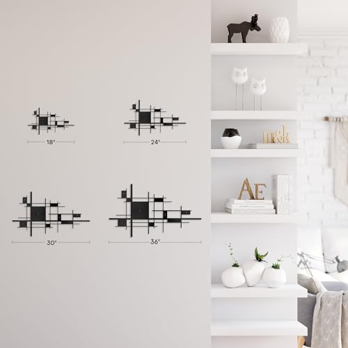 SIGNLEADER Metal Wall Decor Mondrian Geometric Minimalist Modern Luxury Wall Sculpture Hangings 3D Statue Home Decoration for Living Room, Bedroom, Bathroom, Kitchen, Fireplace, Office - 18" Black - color: Gry28-2405-m28, size: 18" Black