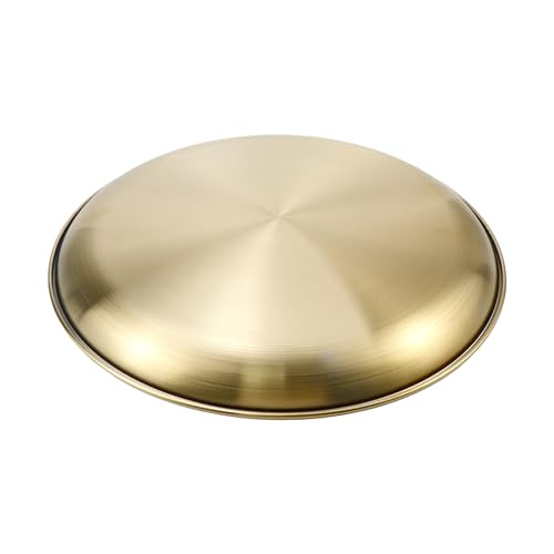 Antrader Round Gold Tray,Stainless Steel Tray for Jewelry Bar Jewelry Dish Key,1Pcs - color: Gold-large