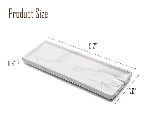 9.2" Porcelain Small Bathroom Tray, Ceramic Countertop and Vanity Tray for Cosmetics, Perfume, Jewelry, Candle - Kitchen Soap Tray for Kitchen Counter (Gray) - color: Gray, size: 9.2" x 3.6" x 0.6"