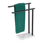 Towel Racks Matte Black Free Standing 2-Tier Hand Towel Holder for Bathroom Vanity Countertop with Thicken Steady Marble Base, Stainless Steel AN7003MB - color: Matte Black, size: 2-Bar