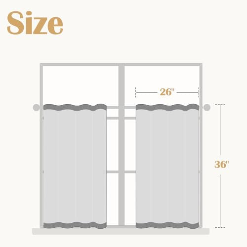 jinchan Linen Kitchen Curtains Striped Tier Curtains 36 Inch Cafe Farmhouse Balanced Stripe Half Window Light Filtering for Bathroom Laundry 2 Panels Green on Linen - color: Striped Green on Linen, size: 26"W x 36"L (Pack of 2)