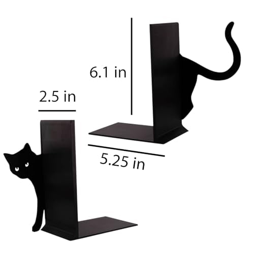 3D Printed Cat Bookends – Cute Peeking Cat Book Ends for Shelves, Decorative Plastic Bookends for Bookshelf Organizer, Desk Book Holders for Home Office Decor, for Cat Lovers and Readers