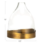 Creative Co-Op Sophisticated Glass Cloche with Metal Tray, Clear and Antique Brass - color: Antique Brass