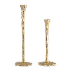 Sculpted Metal Candle Holder with Base – Abstrac Aluminum Decorative Taper Candle Holders – Metalic Office and Home Decor Accents for Living Room & Bedroom – 11", Gold - size: 11.0" H