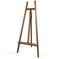 A - Frame Wooden Display Easel with Wheels - Adjustable Lyre Beechwood Studio Easel Stand Holding Canvas Up to 90", Inclinable Artist Floor Painting Easel for Artwork Painting, Brown - color: Brown