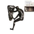 Climbing Man Wall Sculpture – Resin Decor Figure, Modern Art Accent, Black Home Ornament | Unique 3D Hanging Statue Piece, Artistic Abstract Wall Decoration Setup Living Room Bedroom Workplace Design - size: Trumpet Hands Climbing, style: Silver