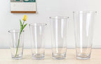 CYS EXCEL 13.75" Tall Clear Glass Cylinder Vase Taper Down Flower Vase with 6.5" Wide Opening Elegant Centerpiece for Weddings, Events, and Home Décor - size: 13.75"H x 6.5"O x 4"B