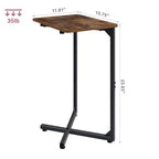 NEFROM C-Shaped End Table, Small Couch Side Table, Sofa TV Tray Table for Living Room, Bedroom, Bedside ET-X-BRW1 - color: Rustic Brown