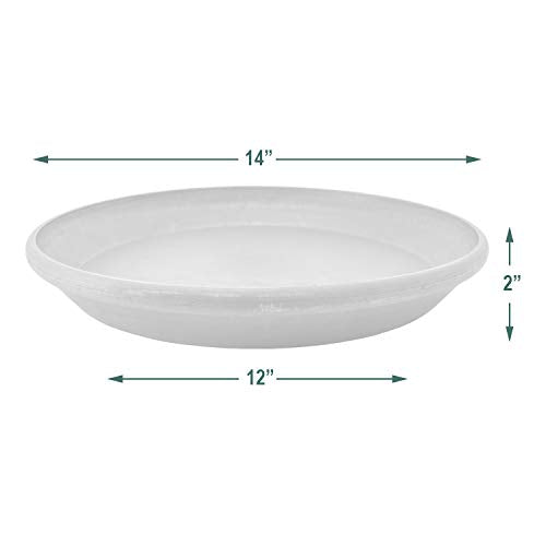 PSW Pot Collection AP35C 14-inch Plastic/Stone/Wood Composite Plant Saucer Drip Tray – No Drainage Hole (Drillable), Indoor/Outer Water Tray, Chocolate - color: Chocolate, size: 14-Inch