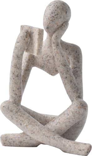 Style-B Beige, Creative Abstract Thinker Bookend for Home Aesthetic, Study, and Wine Cabinet – Stylish Shelf Decor Accent and Thoughtful Gift for Living Room, Bar, or Coffee Shop - color: Reader-beige-b