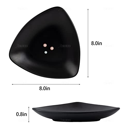 AUEAR, A5 Melamine Trinket Dish Decorative Jewelry Tray Ring Holder Organizer for Keys Food Safe Dishware Black (Triangle)