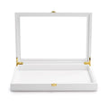 Oirlv White Jewelry Organizer Tray with Acrylic Lid Premium Leather Jewelry Box with Transparent Lid Drawer Insert Big Necklace Display Case(Flat Tray) - color: White, size: 1 Grid