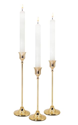 Candlestick Holders 3PCS, Metal Taper Candle Holder, Gold Vintage Candle Holders for Pillar Candles, Table Mantel Wedding Festive Decor Party Party Decor Christmas Decorations - color: Gold, size: 3PCS