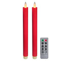 Flameless Taper Candles Flickering with Remote and Timer, 3D Moving Flame Taper Candle Battery Operated to 400 Hours, 9 Inch Window Candles, (Holiday Red) - color: Holiday Red