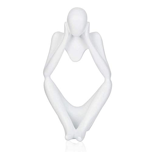 Asng Resin Thinker Style Abstract Sculpture Statue Collectible Figurines Home Office Bookshelf Desktop Decor (White,Think Deeply, Large) - color: White,think Deeply, size: Large
