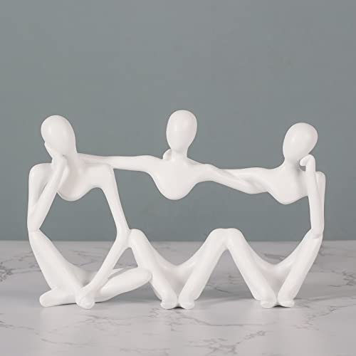 BMLCGJ Thinker Statue Gold Decor Abstract Art Sculpture, Golden Resin Collectible Figurines for Home Living Room Office Shelf Decoration,Great Gifts Ideas (Conjoined Body-White) - color: Conjoined Body-white