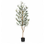 Kazeila Artificial Olive Tree 5FT Tall Faux Silk Plant for Home Office Decor Indoor Fake Potted Tree with Natural Wood Trunk and Lifelike Fruits - size: 5ft