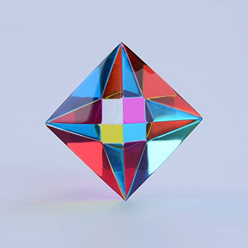 CMY Cubes The Aether (30mm) - Cyan, Magenta & Yellow Polyhedron - Subtractive Color Mixing Optical Octahedron - Teaches Subtractive Color Mixing - Educational, Physics & Kinetic Art Desk Object, STEAM