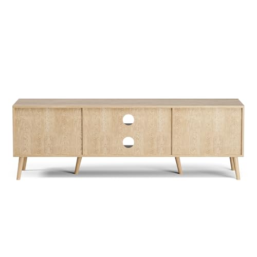 TV Stand for TVs up to 60 Inch, Modern Entertainment Center with Storage, Media Console Table with 2 Cabinets & Shelves, Wooden TV Stand for Living Room Bedroom, Natural - color: Natural