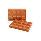 Cregugua 2 Pack Wooden Sorting Tray Grid Display Wood Divided Organizer Brown finished Section Box (12 Compartments,12.9 x 9.1 x 1.55 Inch Each Tray)