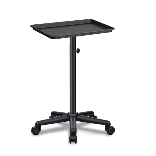 Black Salon Tray Height Adjustable Hair Color Tray with Wheels for Spa or Home Use - color: M-black