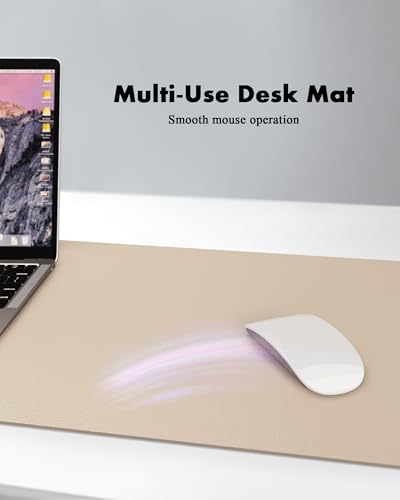 YSAGi Double-Sided Desk Pad, 23.6"x13.7" Leather Desk Mat, Eco Cork Desk Pad Protector, Large Mouse Pad for Desk, Waterproof Desk Blotter Pad, Desk Writing Pad for Office Work/Home(Beige/Cork) - color: Beige/Cork, size: 23.6"x13.7"