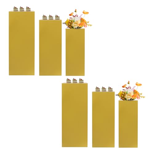 3/6 PCS Square Tall Pedestal Stand Metal Square Pedestal Stand Tall Pedestals Cake Stands for Party Wedding Birthday (Gold, 6Pcs) - color: Gold, size: 6Pcs