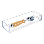 iDesign Clarity Plastic Drawer Organizer, Storage Container for Silverware, Utensils, Kitchen Gadgets in Pantry, Cabinets, Countertops, 4" x 12" x 2" - Clear - color: Clear, style: Pack of 1
