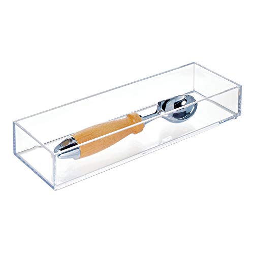 iDesign Clarity Plastic Drawer Organizer, Storage Container for Silverware, Utensils, Kitchen Gadgets in Pantry, Cabinets, Countertops, 4" x 12" x 2" - Clear - color: Clear, style: Pack of 1