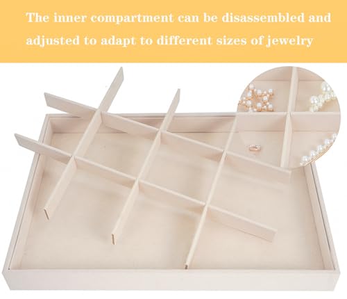 Large Velvet Jewelry Tray, Drawer Organizer for Jewelry in Dresser, Stackable Jewelry Drawer Organizer Inserts for Earring Necklace Bracelet Rings(Beige,12grid) - color: Beige, size: 12grid