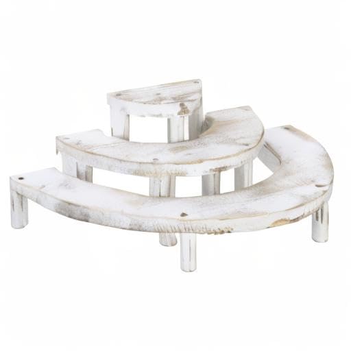 MyGift 3 Tier Wooden Display Riser Stand, Cupcake Stand & Perfume Organizer, Rustic Whitewashed Tiered Display Shelf for Desserts, Nail Polish, Makeup, Plants & Collectibles - color: Whitewashed