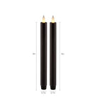 Flameless Taper Candles Flickering with Remote and Timer, 3D Moving Flame Taper Candle Battery Operated to 400 Hours, 9 Inch Window Candles, (Black) - color: Black