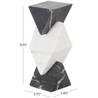 Deco 79 Marble Geometric Decorative Sculpture Stacked Pyramid Home Decor Statue with White Diamond Center, Accent Figurine 4" x 4" x 10", White - size: 4" x 4" x 10"