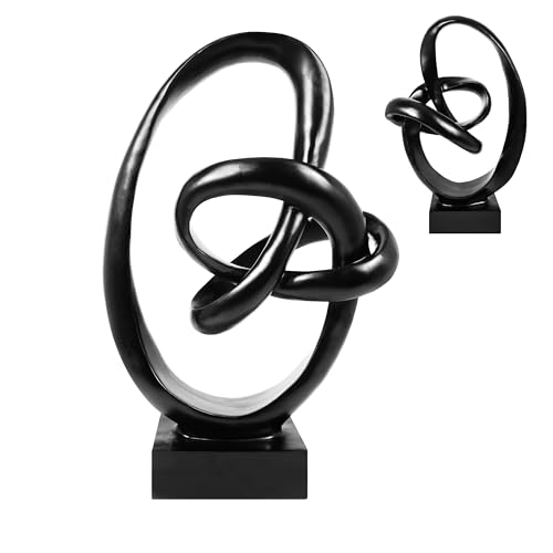 Knot Sculptures, Modern Coffee Table Statues, Abstract Center Piece for Home Office, Dining Living Room Desk Decor, Bookends, 15.5 x 10.5 inch, Black - color: Black