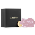 Artistone 2" Rose Quartz Mouse Figurine,Handmade Carved Rat Mice Crystal Statue Pink Gemstone Animal Sculpture Healing Stone for Feng Shui Home Office Garden Decoration