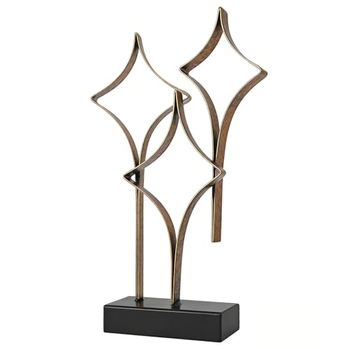 Abstract Metal Sculpture Home Decor – Modern Minimalist Line Art Statue Decorations for Table, Shelf, Living Room, Office & Entryway (Diamond Curved Metal Sculpture) - color: Diamond Curved Metal Sculpture
