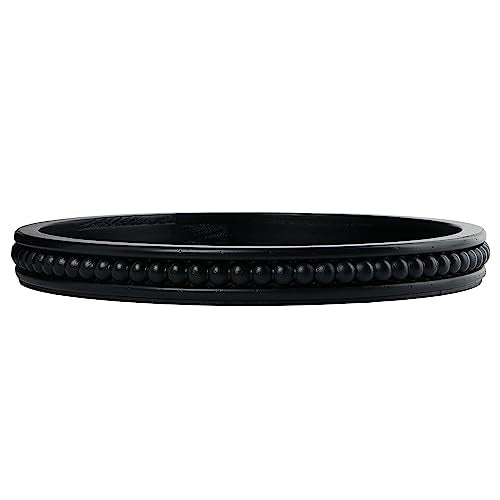 Creative Co-Op Farmhouse Decorative Round Wood Tray with Hobnail Edge, Black - color: Black, style: Tray
