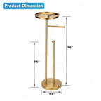 Gold Toilet Paper Holder with Shelf, Tissue Roll Holder Stand with Storage for Holding Extra 4 Toilet Paper Rolls, Stainless Steel Rustproof Freestanding (Brushed Gold) - color: Gold